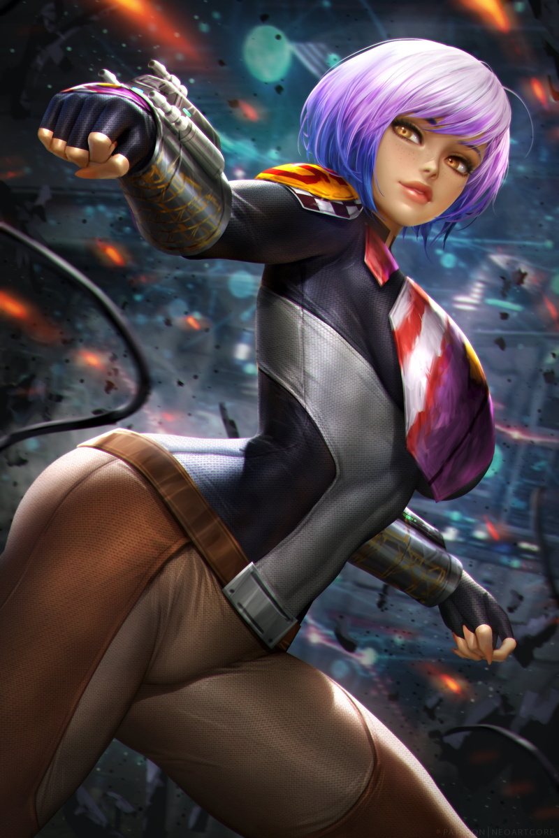 Star Wars: Rebels, fan art, looking away, TV Series, belt, NeoArtCorE (artist), fictional character, battle, Sabine Wren, 2K, Star Wars, armor, artwork
