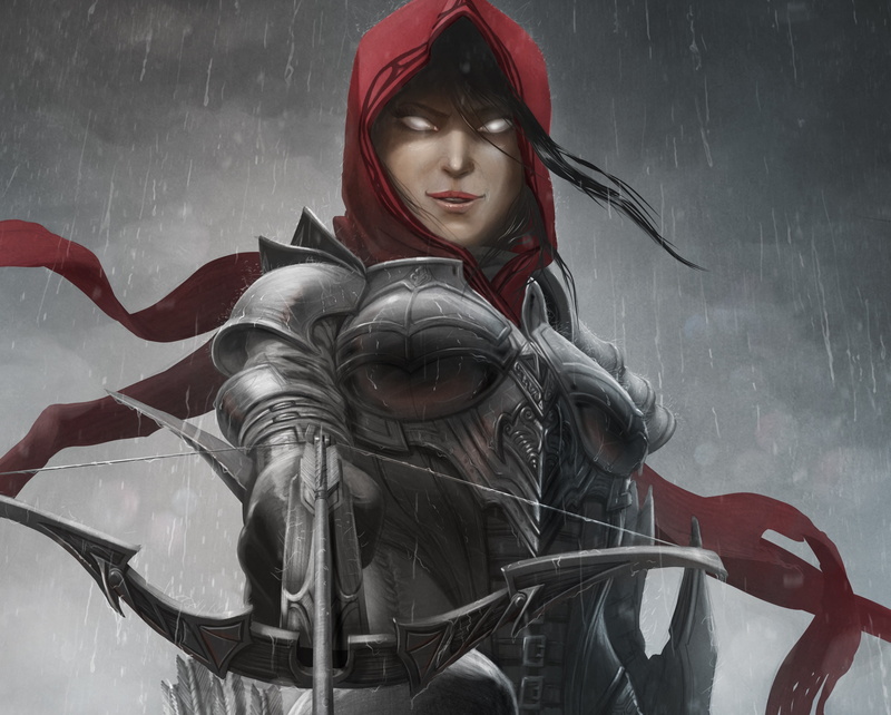 nature, women, Diablo III, art, 2K, young adult, woman, hood, activity, hood - clothing, beauty, art and craft, Reaper of Souls, Demon Hunter, adult, anime