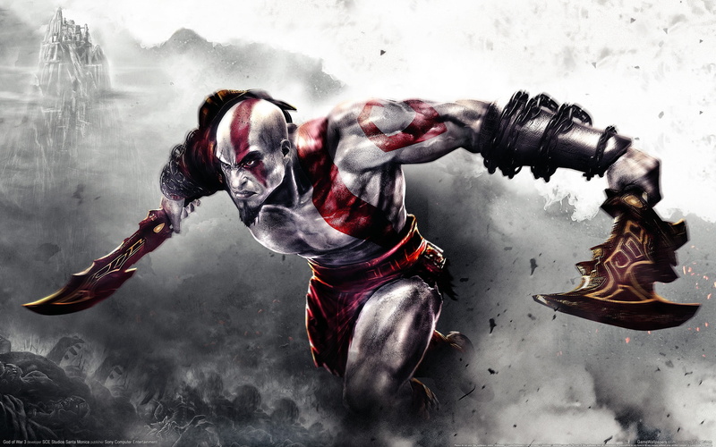 activity, action, men, muscular Build, studio shot, heroes, clothing, power, ps3, swords, superhero, real people, sony, motion, one Person, god of war 3