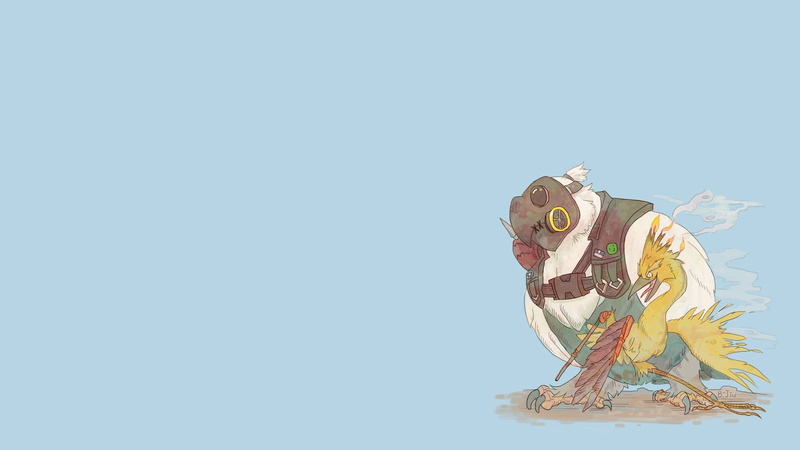 Overwatch, 1080P, illustration, angel, animals, no people, colored background, Junkrat (Overwatch), copy space, belief, creativity, craft, side view, art and craft
