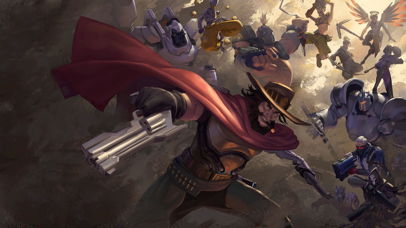 Roadhog (Overwatch), Reinhardt (Overwatch), Reaper (Overwatch), Zenyatta (Overwatch), Winston (Overwatch), Hanzo (Overwatch), McRee (Overwatch), Junkrat (Overwatch)