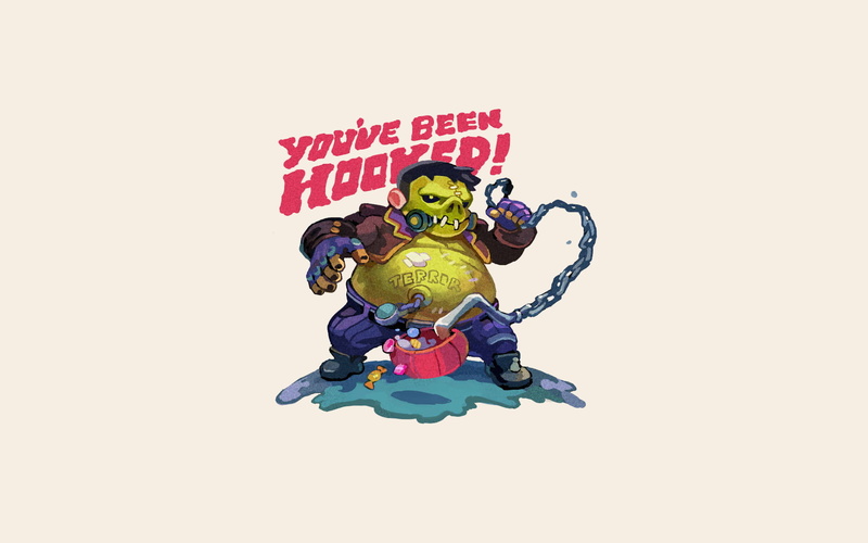 Overwatch, Roadhog (Overwatch), 1080P, white background, onemegawatt, artwork, Halloween