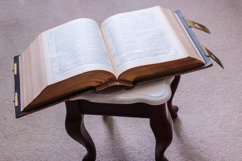 publication, family bible, learning, christian, bible, old bible, table, studying, close-up, open, indoors, high angle view, sacred, 5K, page, ancient text
