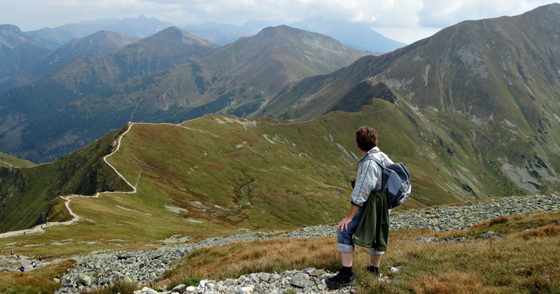holiday, activity, nature, adventure, non-urban scene, top, one person, reverie, scenics - nature, lifestyles, backpack, men, full length, beauty in nature