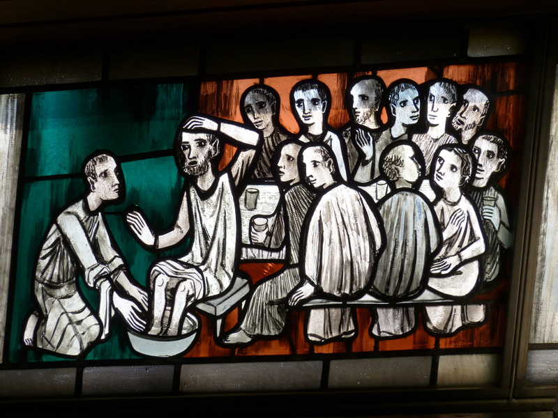 washing of the feet, passion, human representation, building, built structure, male likeness, suffering, 4K, art and craft, wall - building feature, christ