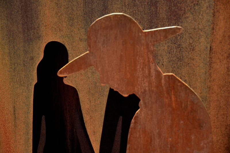 wood - material, waist up, male likeness, Metal, back lit, hike, people, depression - sadness, humility, painting, 5K, pilgrim, design, indoors, concepts And Ideas