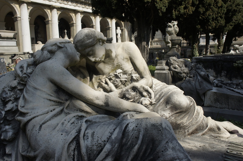 tears, built structure, stone, male likeness, sculpture, creativity, building, day, old cemetery, mourning, human, stone figure, craft, tombstone, representation