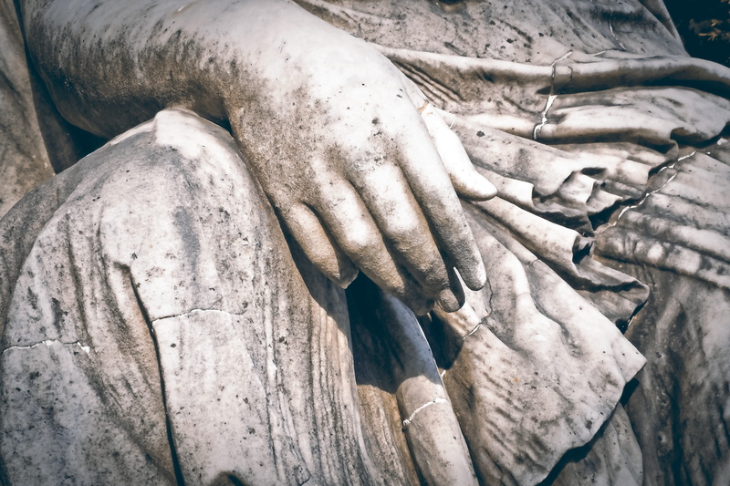 ruined, male likeness, mourning, detail, grave, history, silent, black and white, statue, stone, human representation, old, faith, outdoors, no people