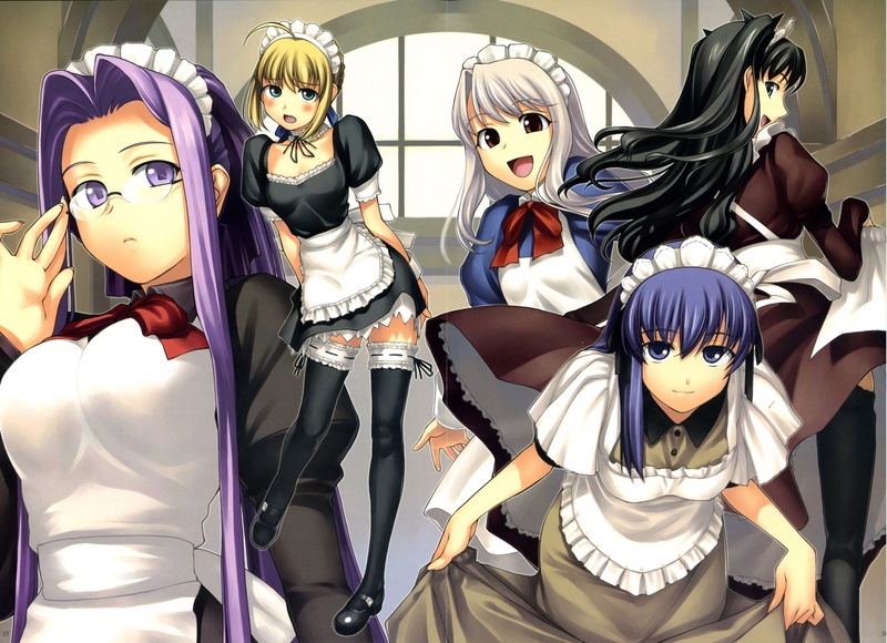 Sakura Matou, Fate/Stay Night, Matou Sakura, anime girls, Rider (Fate/Stay Night), Tohsaka Rin, French Maid, Illyasviel von Einzbern, Saber, 1080P