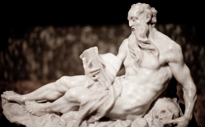 marble, los angeles, St Jerome, LACMA, fine art statue, female likeness, statue, the past, indoors, Giovanni Bonazza, positive emotion, history, male likeness