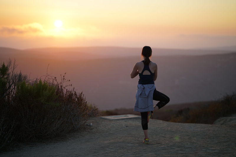 hike, one person, outdoors, usa, idyllic, fog, sun, evening, full length, men, nature, scenics - nature, real people, yoga, summer, top of the world, california