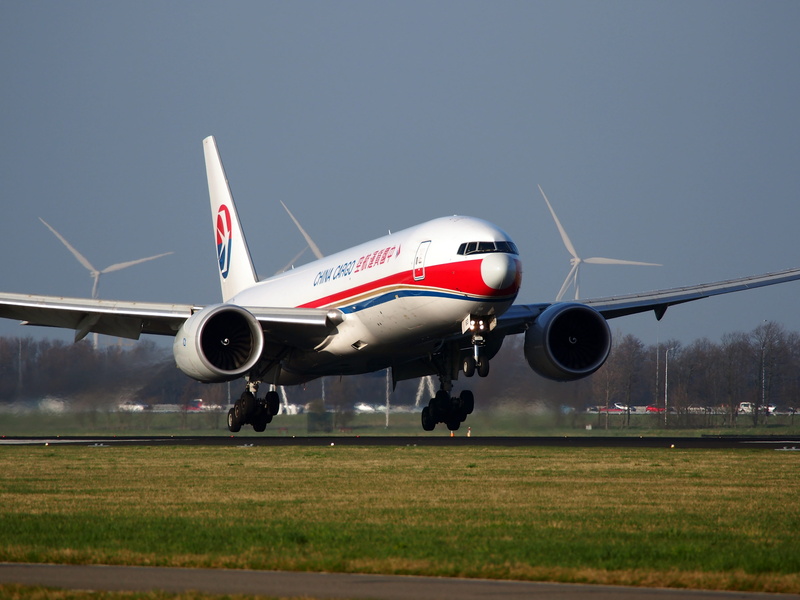 nature, landing, cargo, on the move, land, landing - touching down, airport runway, China Cargo Airlines, travel, clear sky, transportation, day, outdoors