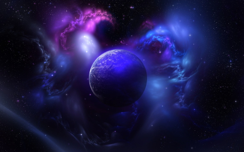 dark, nature, blue, black color, sky, dark blue, light - natural phenomenon, 1080P, planet - space, aura, night, star, earth, sphere, shiny
