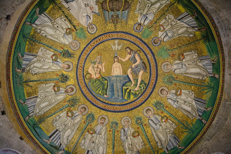 religion, Color, travel destinations, indoors, mural, place of worship, representation, multi colored, ceiling, art and craft, fresco, dome, ravenna, 5K