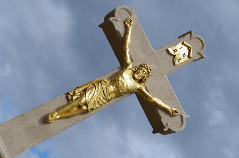belief, outdoors, place of worship, the sky, day, statue, faith, art and craft, sky, cross, spirituality, sculpture, nature, holy, the statue of, 4K, low angle view