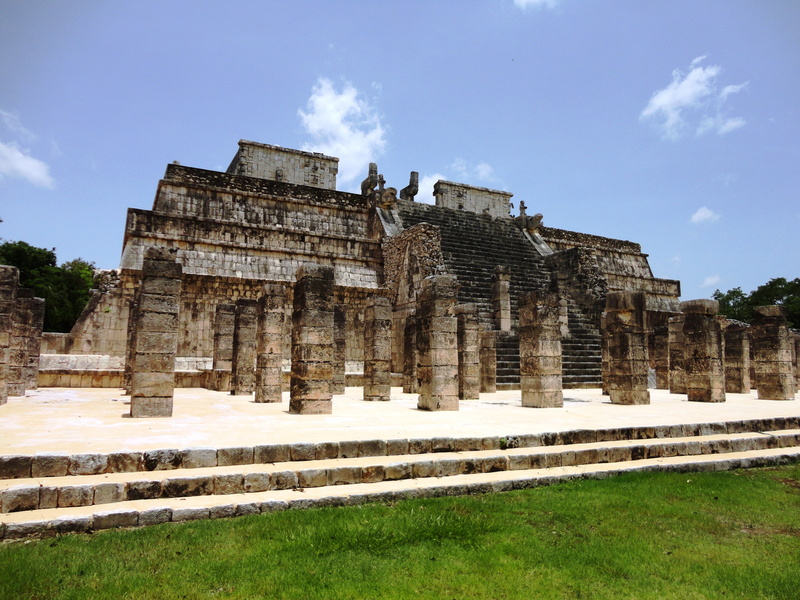 built structure, tourism, history, building, sky, building exterior, travel destinations, old ruin, place of worship, mexico, archaeology, grass, cancun