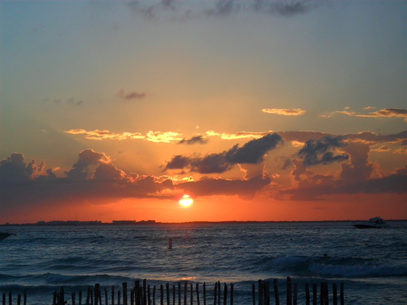 outdoors, orange color, sky, horizon over water, nature, tranquility, mexico, land, beauty in nature, water, cloud - sky, tranquil scene, sea, 4K, cancun