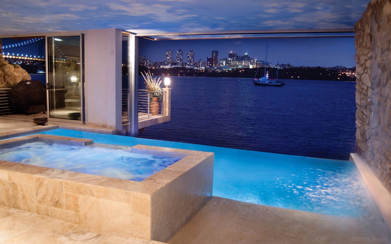night, 1080P, infinity pool, illuminated, water, luxury hotel, modern, no people, scenics - nature, swimming pool, hot tub, nature, hotel, pool, travel destinations