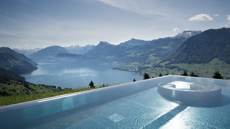 pool, 8k, 5K, travel, 5k, Hotel Villa Honegg, tourism, Switzerland, infinity pool, Bürgenstock