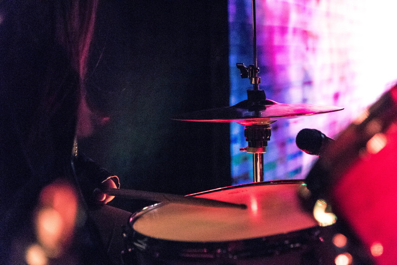 night life, stage, close-up, equipment, music band, bass, drums, nightclub, drummer, arts culture and entertainment, focus on foreground, drum, lighting