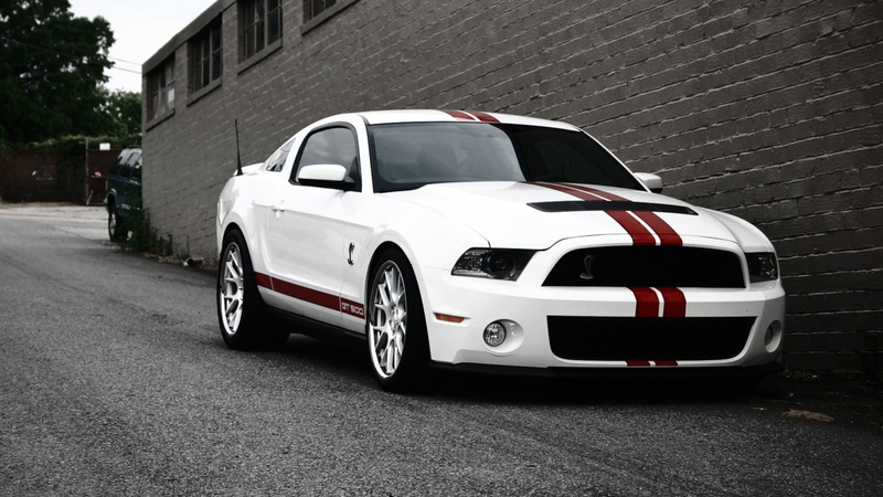 retro styled, wealth, building exterior, 1080P, gt500, stationary, built structure, luxury, street, red, white, Ford Mustang, land vehicle, car, no people
