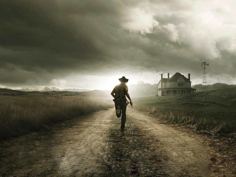 full length, walking, road, day, transportation, TV Show, nature, direction, Rick Grimes, sky, lifestyles, 1080P, outdoors, Andrew Lincoln, men, field