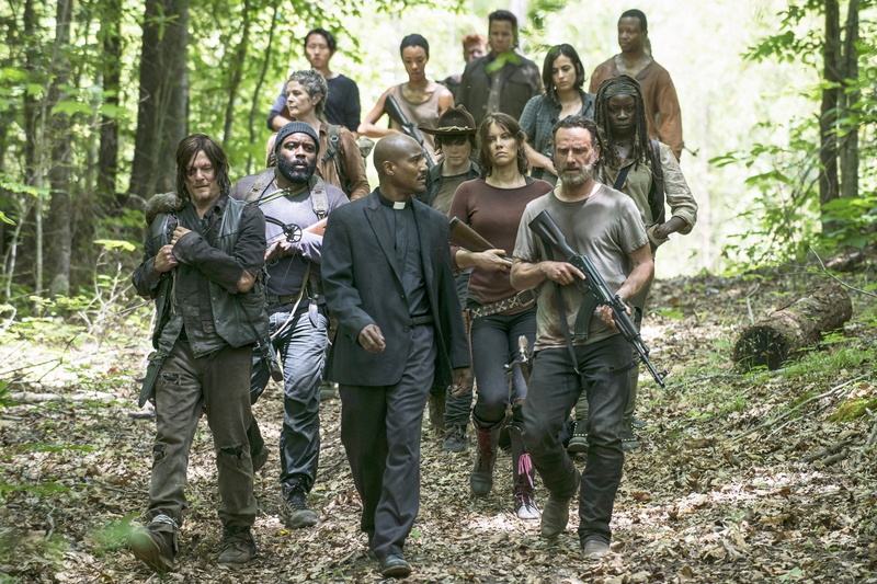 adult, Steven Yeun, togetherness, government, group of people, Lauren Cohan, TV Show, Sasha Williams, real people, Sonequa Martin-Green, woodland, young adult