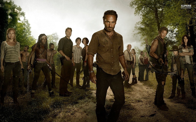 Chandler Riggs, Andrea (The Walking Dead), Laurie Holden, pants, TV Show, brown, shirt, The Walking Dead, Daryl Dixon, Cast, black, 720P, Norman Reedus