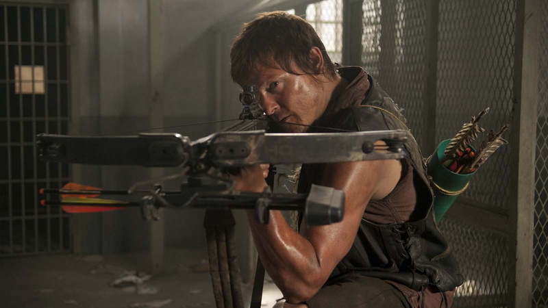 mid adult men, The Walking Dead, mid adult, three quarter length, skill, Daryl Dixon, holding, working, adult, occupation, men, gun, real people, indoors