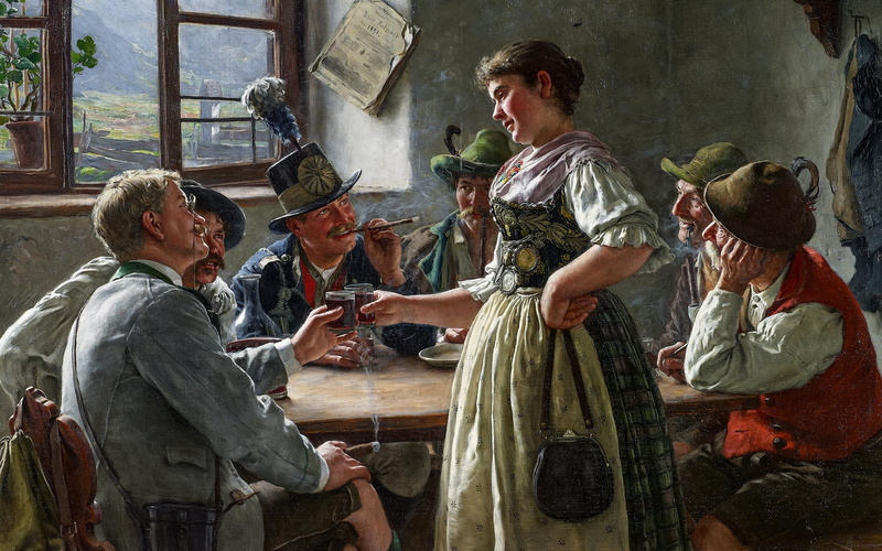 The Landlords Daughter, The Mountain Farmers Daughter, oil on canvas, 2K, Emil Rau, German painter, The daughter of a farmer