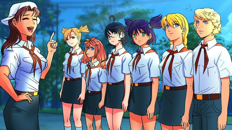 lineups, Lena (character), visual novel, ulyana (character), CG, Soviet Games (everlasting Summer), Everlasting Summer, 1080P, Slavya