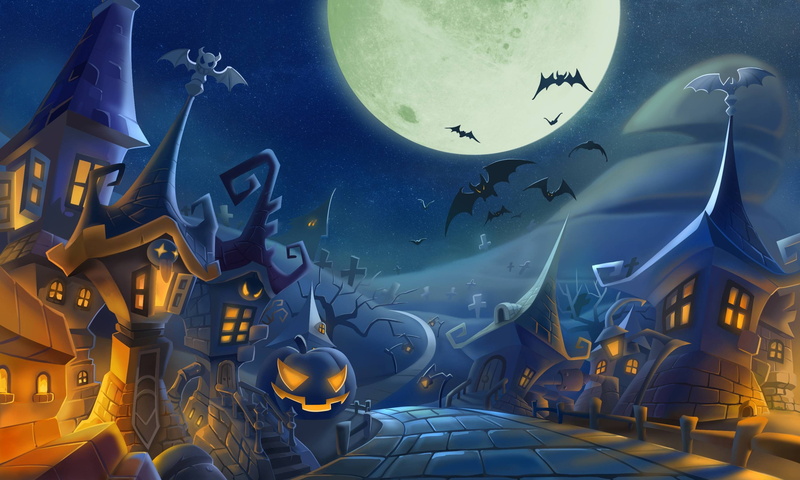 fantasy art, car, water, close-up, bats, art and craft, Halloween, moon, space, 2K, animal wildlife, mode of transportation, illuminated, low angle view