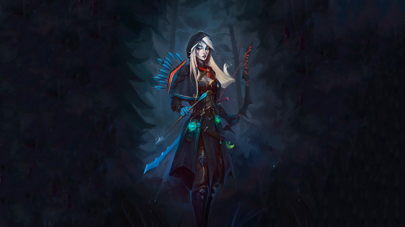 Dota 2, bow, archer, fantasy girl, 1080P, Traxxas, fantasy art, Drow Ranger, haryarti
