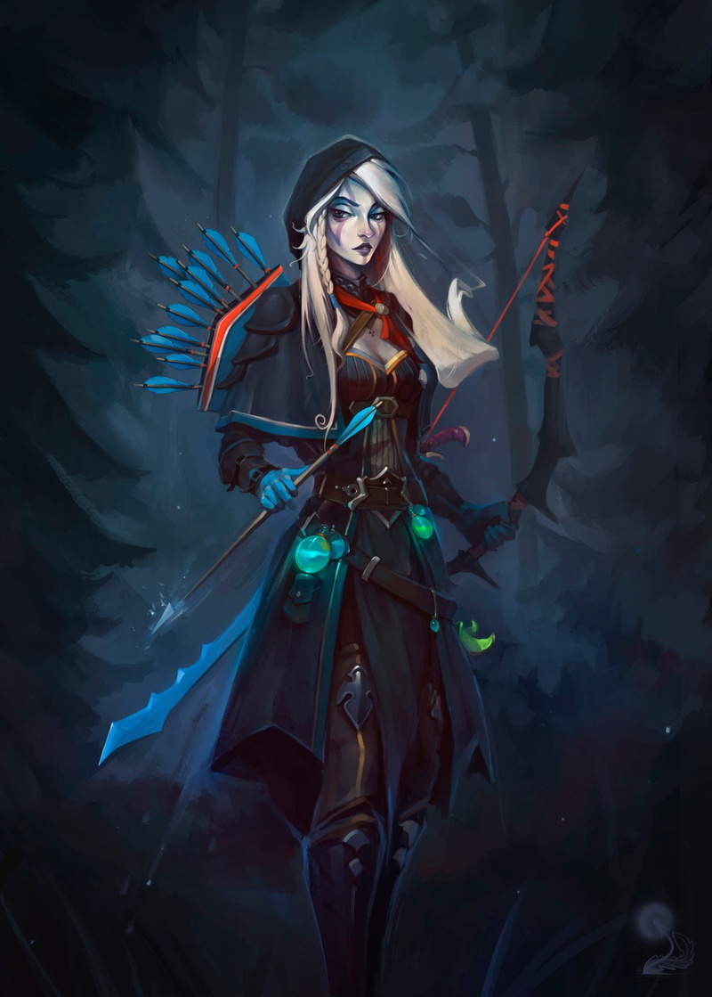 bow, Traxxas, archer, Dota 2, fantasy girl, 720P, fantasy art, haryarti, Drow Ranger