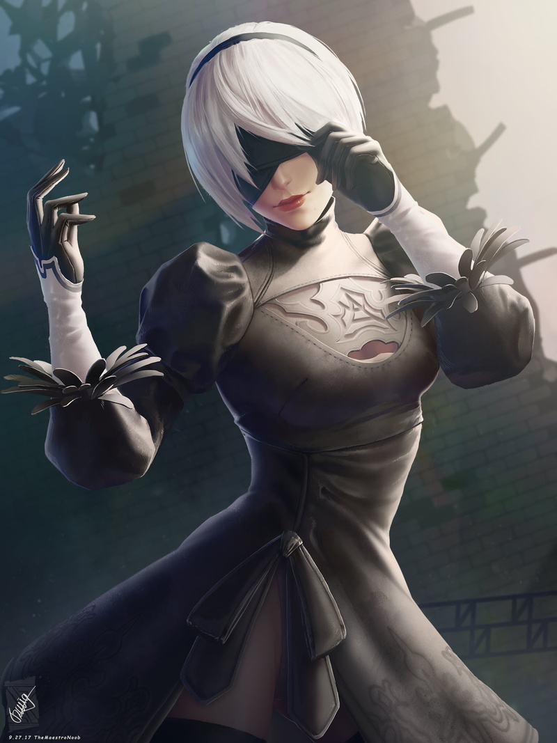 TheMaestroNoob, blindfold, 2B (Nier: Automata), 1080P, Nier: Automata