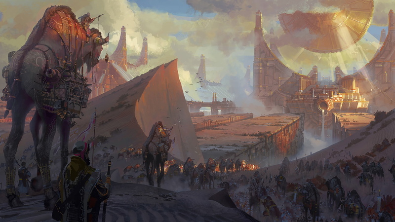 built structure, building, city, group of people, sunset, League of Legends, spirituality, large group of people, sky, smoke - physical structure