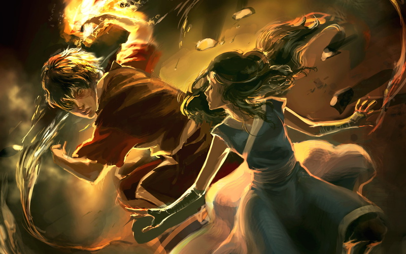 1080P, artwork, katara, airbender, zuko, avatar