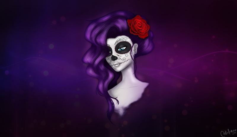 Girl, Style, Catrina, 2K, Background, by Cata Bobadilla, Calavera, Day of the Dead, Minimalism, Cata Bobadilla, Sugar Skull, Katrina, Illustration