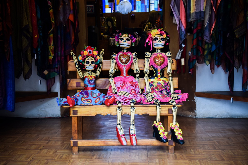flooring, 5K, bench, day of the dead, retail, sitting, wood - material, for sale, indoors, dia de los muertos, representation, skulls, home interior, calavera