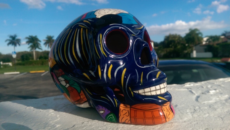 close-up, sugar skull, creativity, nature, blue, skeleton, culture, 2K, representation, symbol, surface, sky, multicolored, calavera, day of the dead