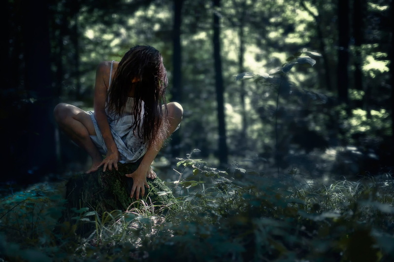 leisure activity, growth, nature, real people, selective focus, forest, woodland, 1080P, tree, spooky, plant, hair, hairstyle, land, women, day, obscured face