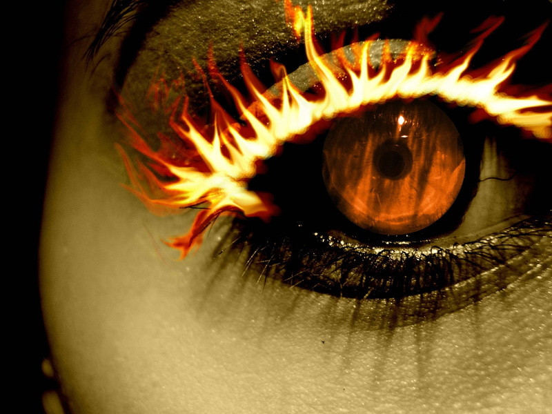 human eye, eyeball, body part, unrecognizable person, macro, fire, indoors, one person, eye, flame, fire - natural phenomenon, eyelash, extreme close-up