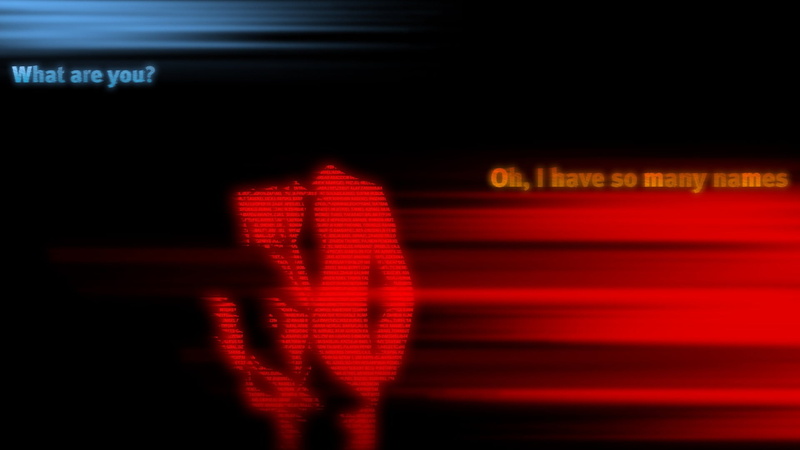 Devils Advocate, black background, digital, game, text, night, arts culture and entertainment, communication, pattern, no people, illuminated, quote, light - natural phenomenon