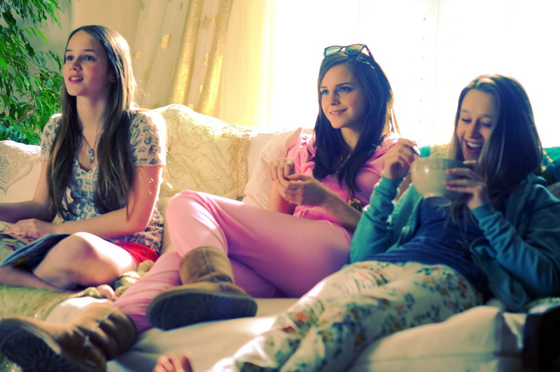 bed, The Bling Ring, Taissa Farmiga, Emma Watson, emma, women, bonding, sofa, indoors, front view, young women, home interior, furniture, casual clothing
