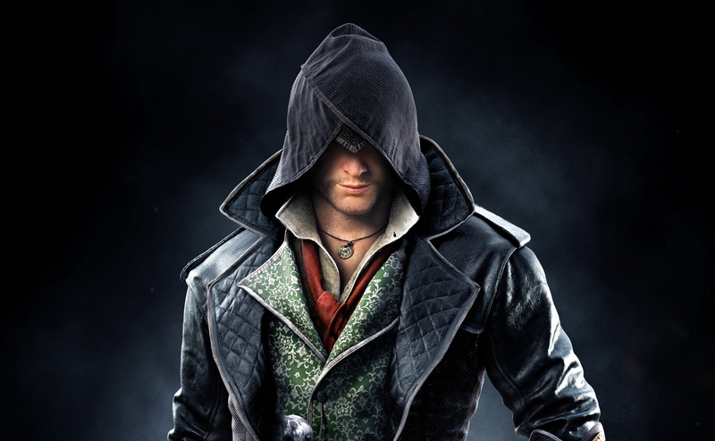 fightforjustice, 1868, aggression, black background, Games, IndustrialRevolution, hood, front view, Gangster, JacobFrye, hooded shirt, jacob, Assassins Creed