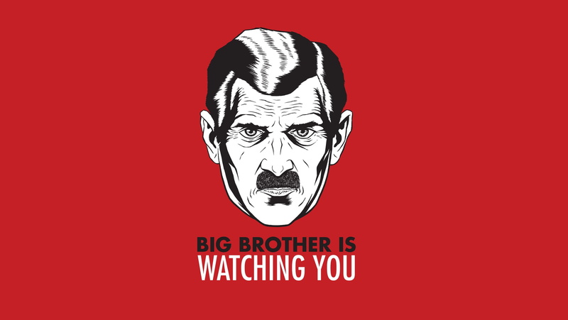 Big brother, Illuminati, face, 1080P, Red Background