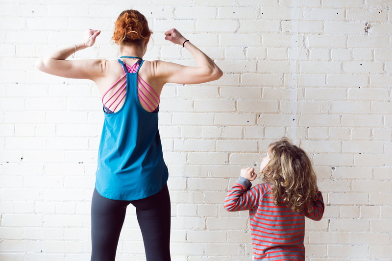 Children, Exercise, sister, lifestyles, Family, Sports, arms raised, Women, Yoga, boy, standing, muscle, indoors, hair, hairstyle, wall, Body-positivity