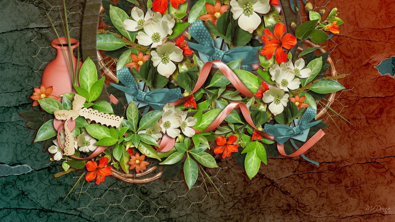 fall, nature, flowers, summer, autumn, 1080P, persona, terracota, hd, many, bows, ribbons, flower