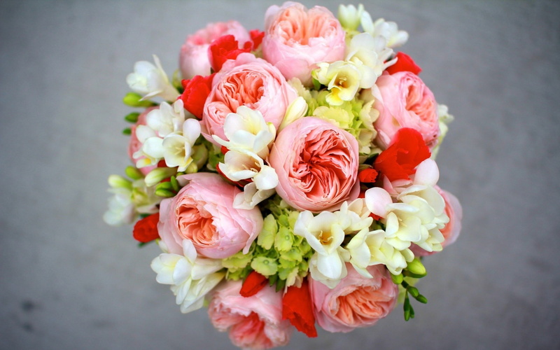 sia, white, green, Flowers, bouquet, 1080P, floral, pink, Hydrangea, Boutique, freesia, Peony