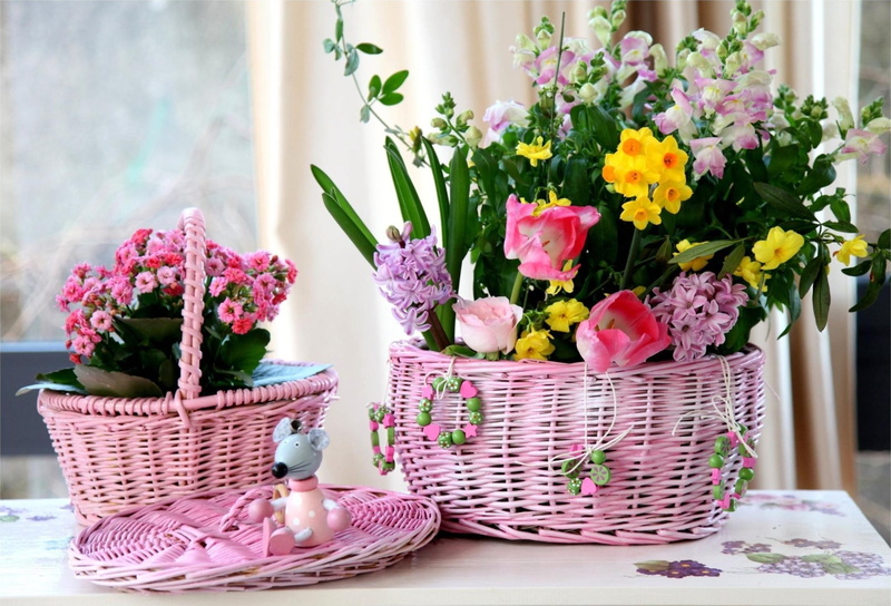 container, flower, table, beauty in nature, no people, bunch of flowers, freshness, Tulips, Hyacinths, bouquet, Mouse, flower head, vulnerability, Flowers